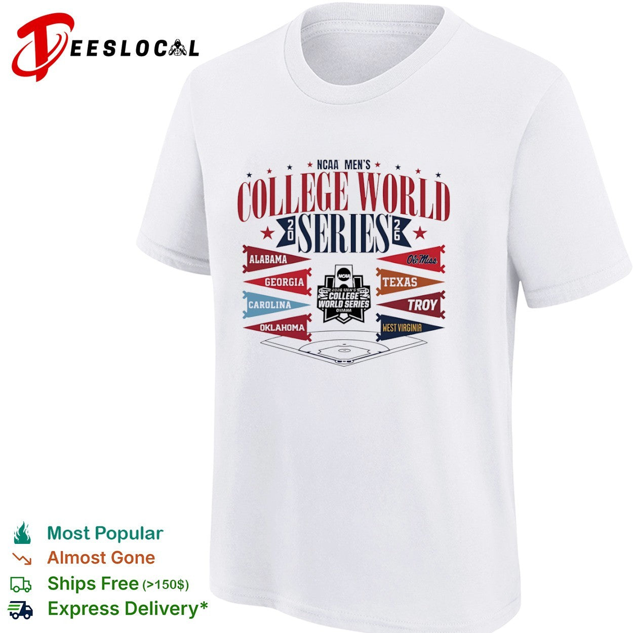 2026 NCAA College World Series Alabama Georgia Carolina Oklahoma Ole Miss shirt