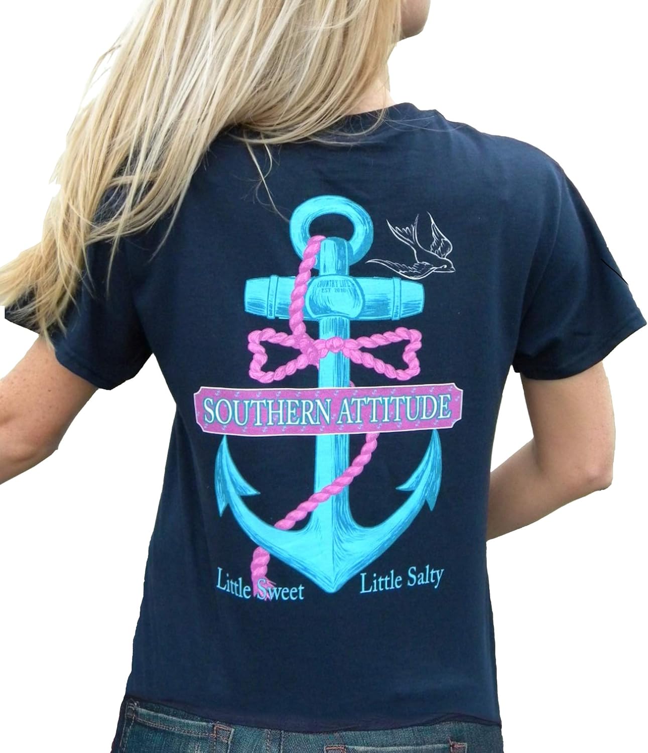 Southern Attitude Women's Short Sleeve Salty Anchor T-Shirt