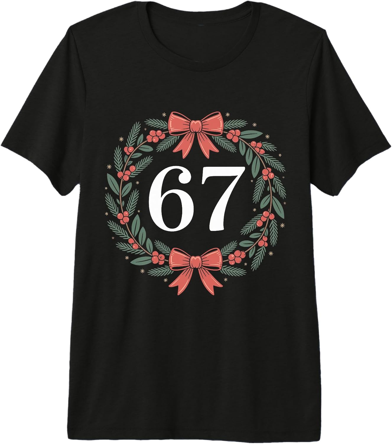 67 Christmas Wreath Meme Six Seven 6 7 Christmas Brainrot Premium Tri-Blend T-Shirt
