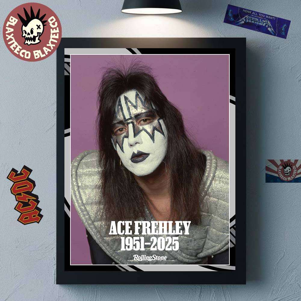 Ace Frehley The Wild Spaceman Of Kiss 1951-2025 Tribute Photo By Rolling Stone Magazine Poster Canvas
