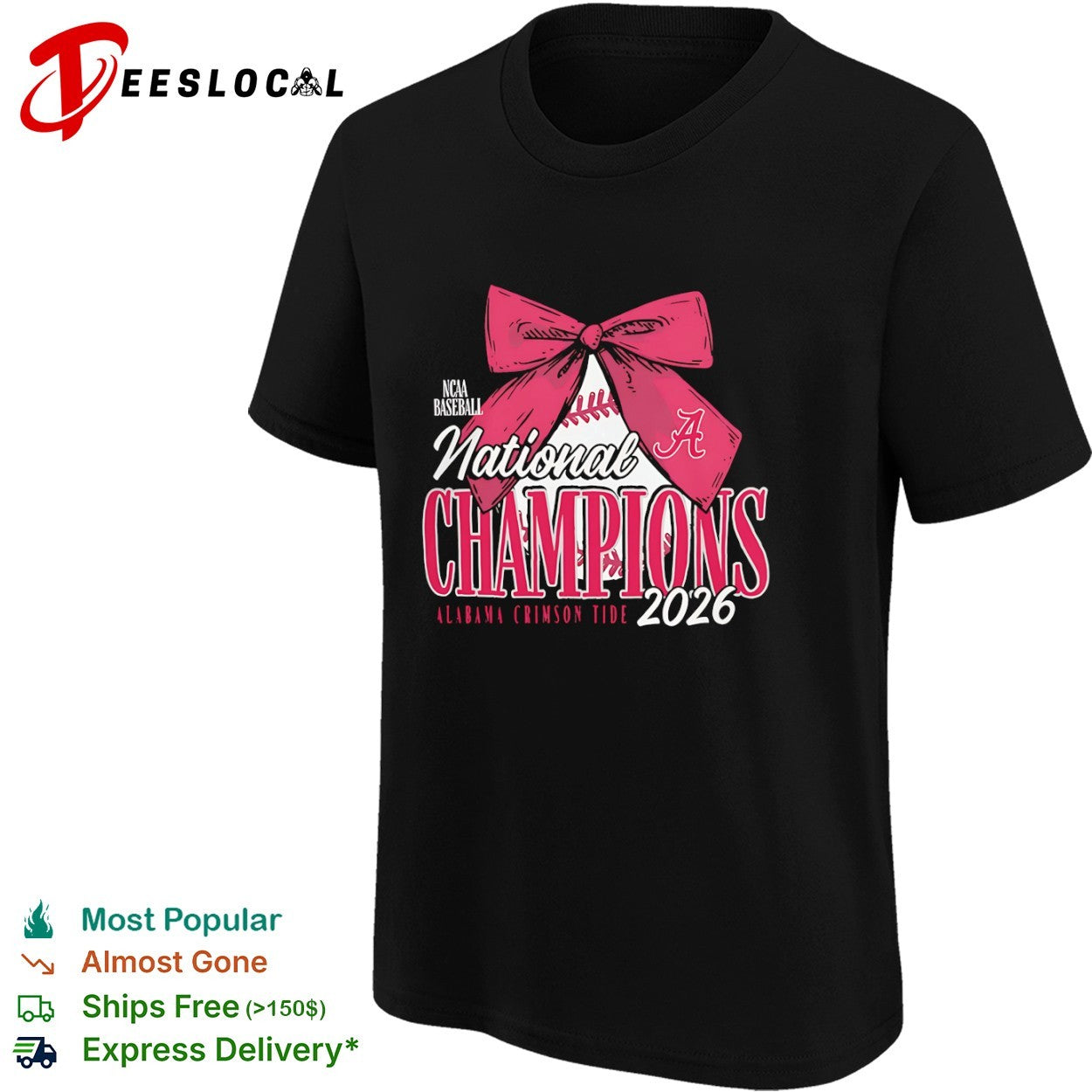 Alabama Crimson Tide NCAA Baseball National Champions 2026 Bow shirt