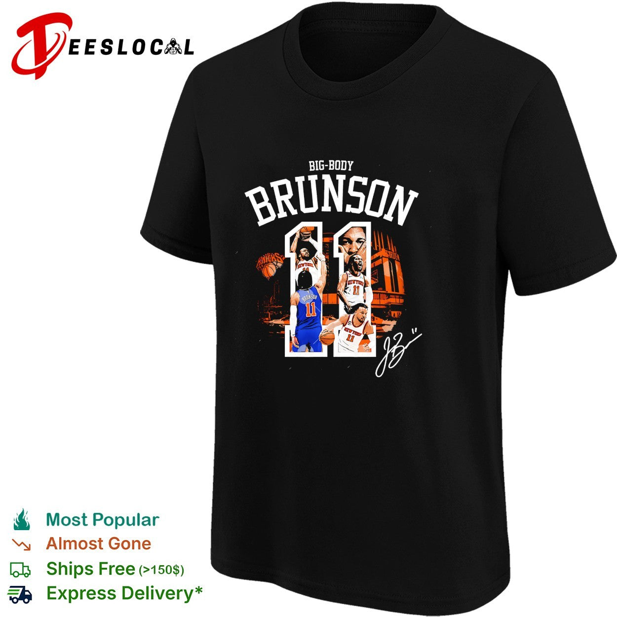 Big body Jalen Brunson New York Knicks number 11 action collage signature shirt
