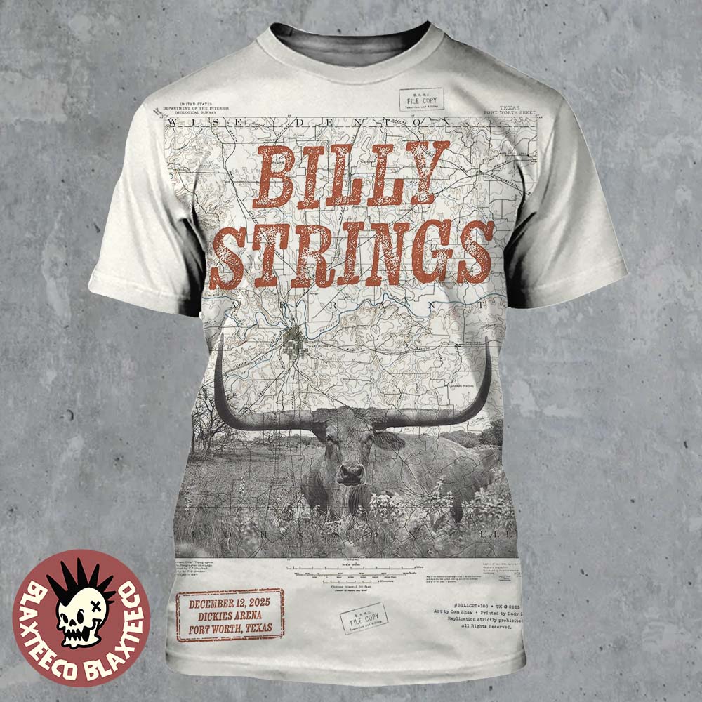 Billy Strings Fort Worth Texas 2025 Event Poster At Dickies Arena On December 12 2025 All Over Print Shirt