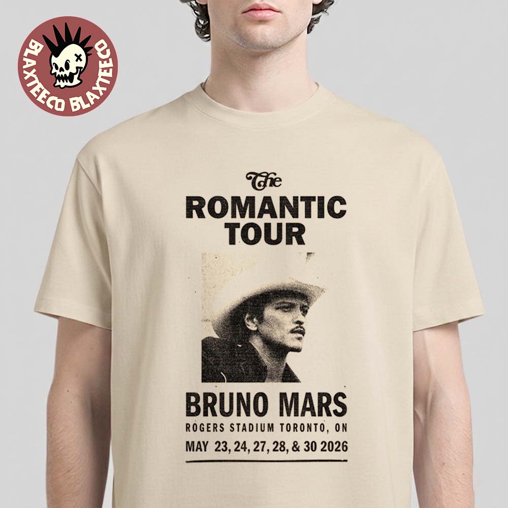 Bruno Mars The Romantic Tour 2026 Toronto Canada Merch At Rogers Stadium From May 23 To 30 2026 T-Shirt