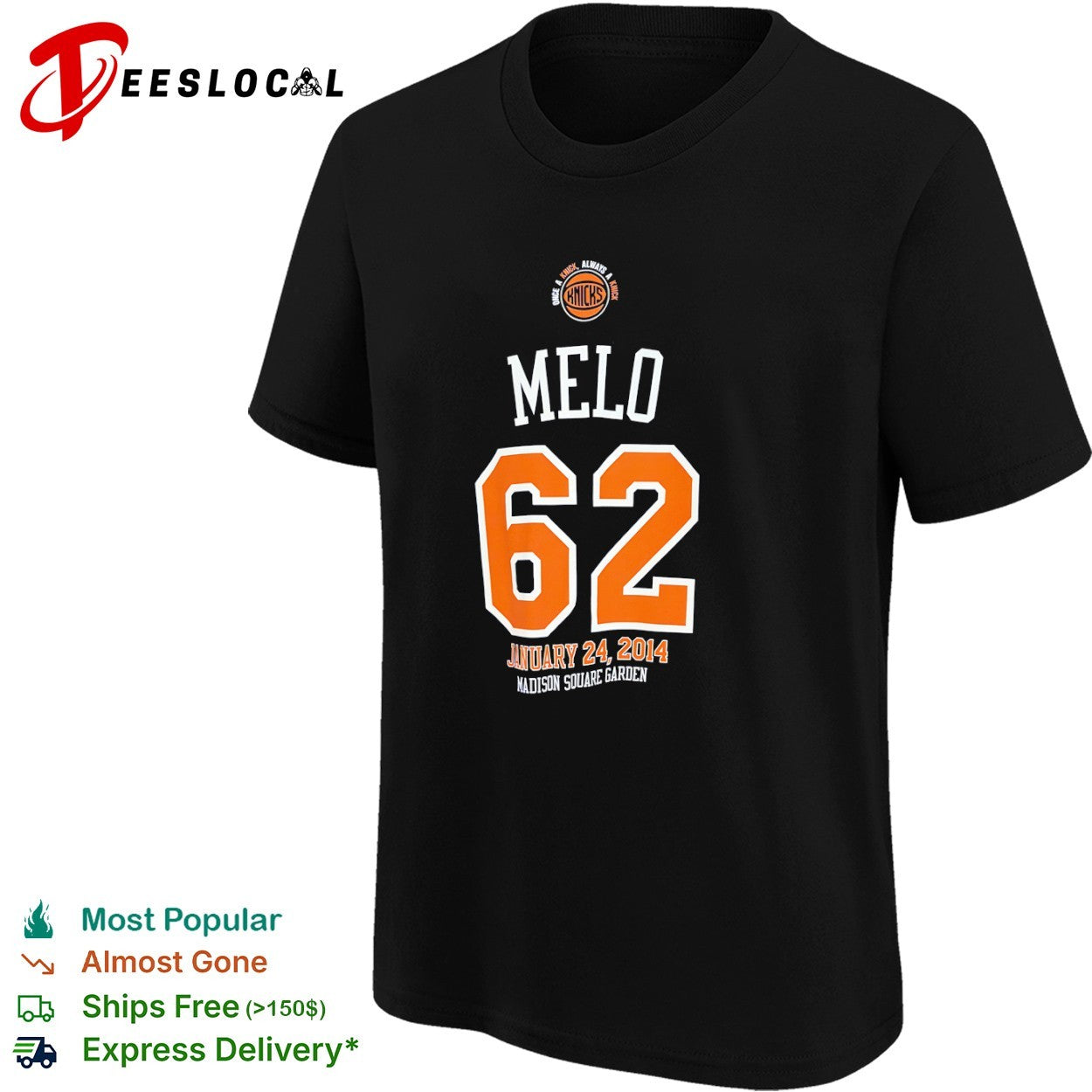 Carmelo Anthony 62 New York Knicks January 24 2014 shirt