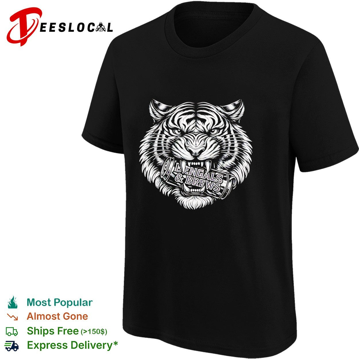 Cincinnati Bengals tiger head black white bold graphic shirt