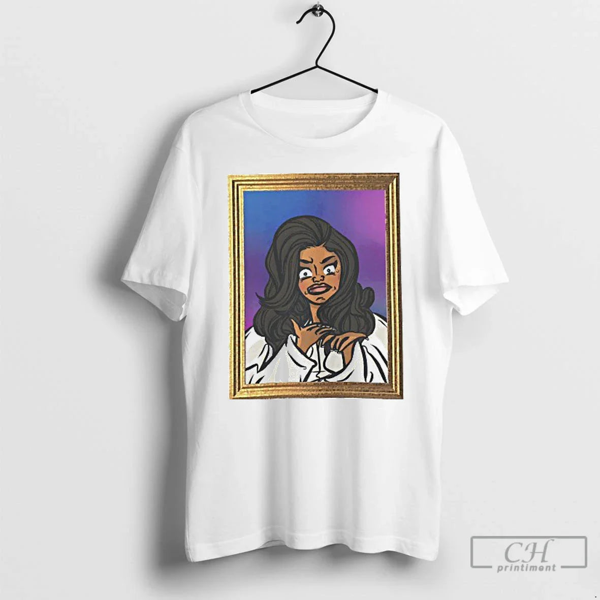 Classic Cardi B Rapper Caricature Graphic Mens White Tee T Shirts