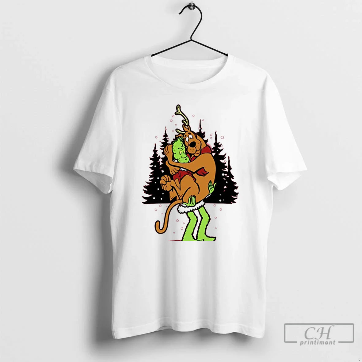 Classic Grinch And Scooby Doo Shaggy Grinch Funny Christmas White T Shirts