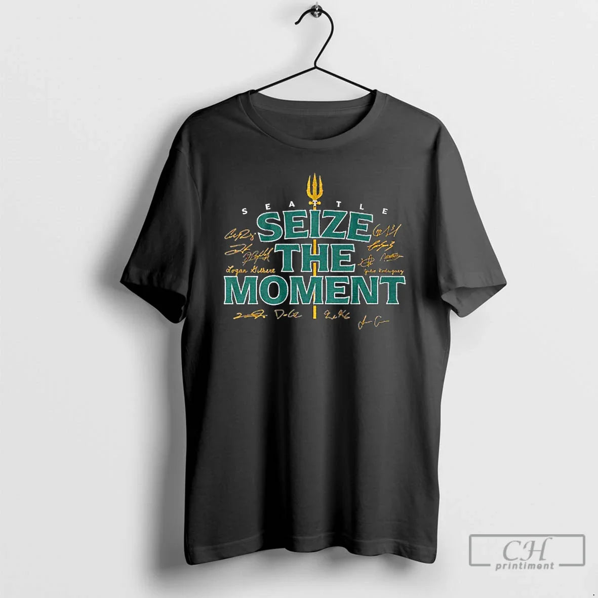 Classic Seattle Mariners Tridents Up Seize The Moment Signature T Shirts