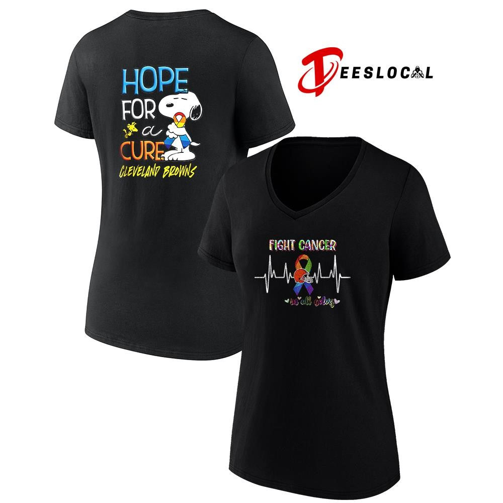 Cleveland Browns x Peanuts Snoopy fight cancer in all colors hope for a cure shirt