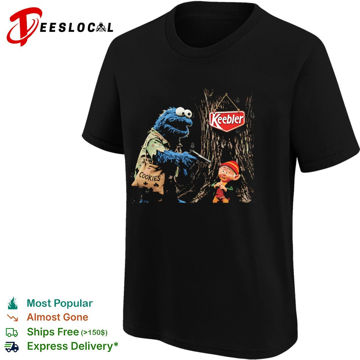 Cookie Monster Keebler Cookies Parody Sesame Street Tree House shirt