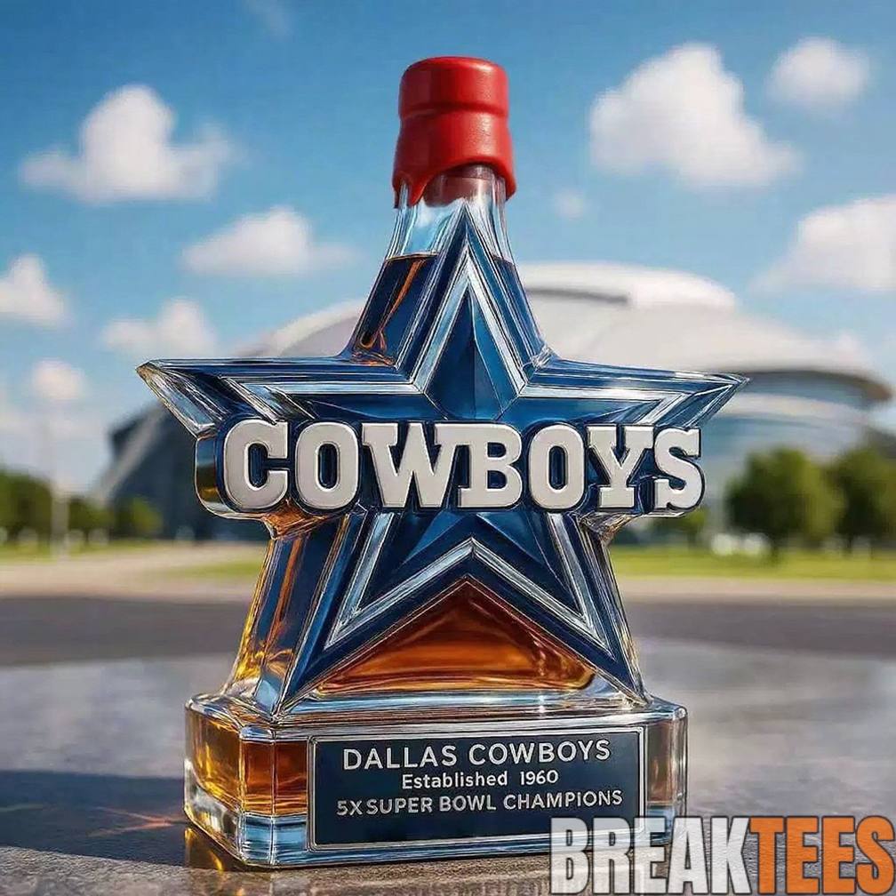 Dallas Cowboys 5x Super Bowl Champions Whiskey Bottle