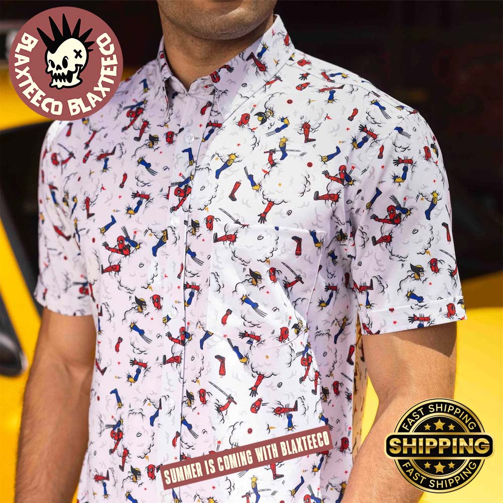 Deadpool And Wolverine RSVLTS This Is So Us Button Short Sleeve Hawaiian Shirt
