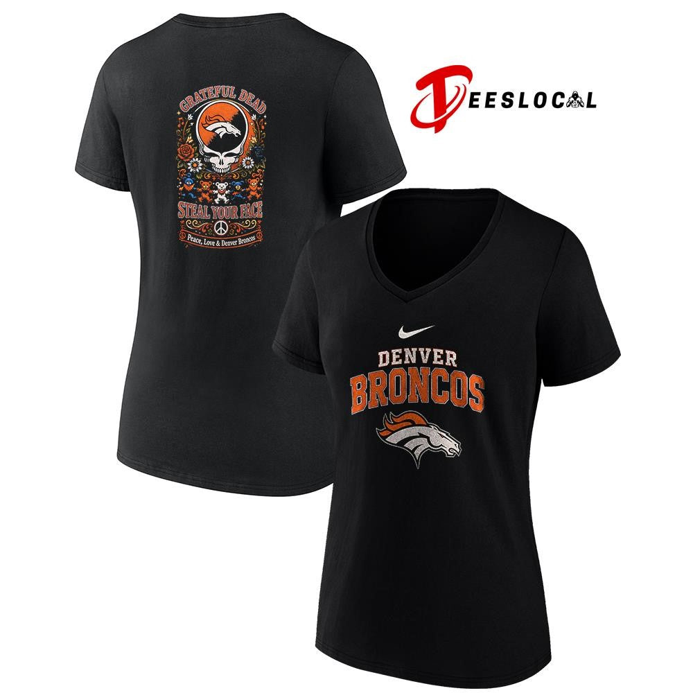 Denver Broncos x Grateful Dead steal your face peace love logo shirt