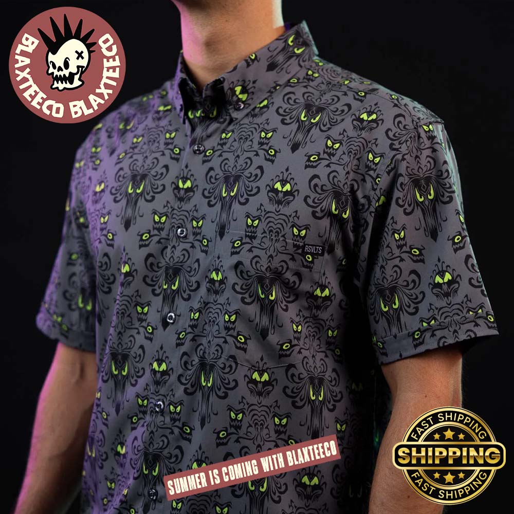 Disney RSVLTS Haunted Mansion Wall Creeps Button Short Sleeve Hawaiian Shirt