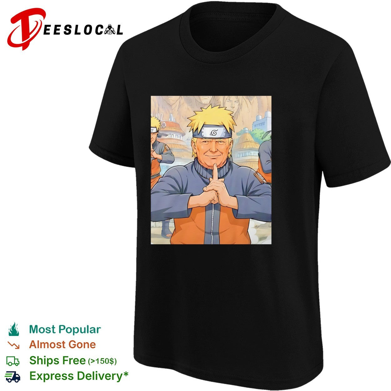 Donald Trump x Naruto Anime ninja meditation political parody poster shirt
