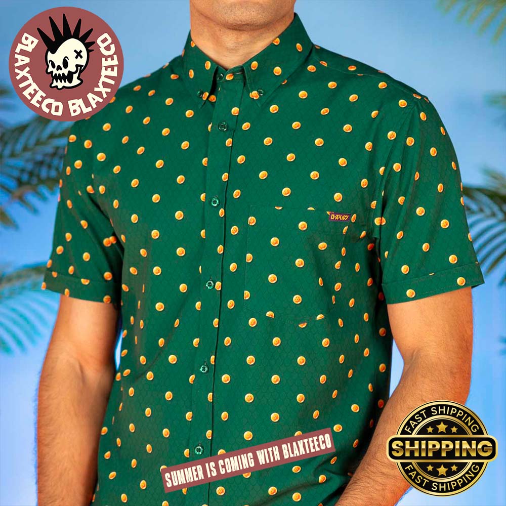 Dragon Ball Z RSVLTS Dragon Balls Pattern Button Short Sleeve Hawaiian Shirt