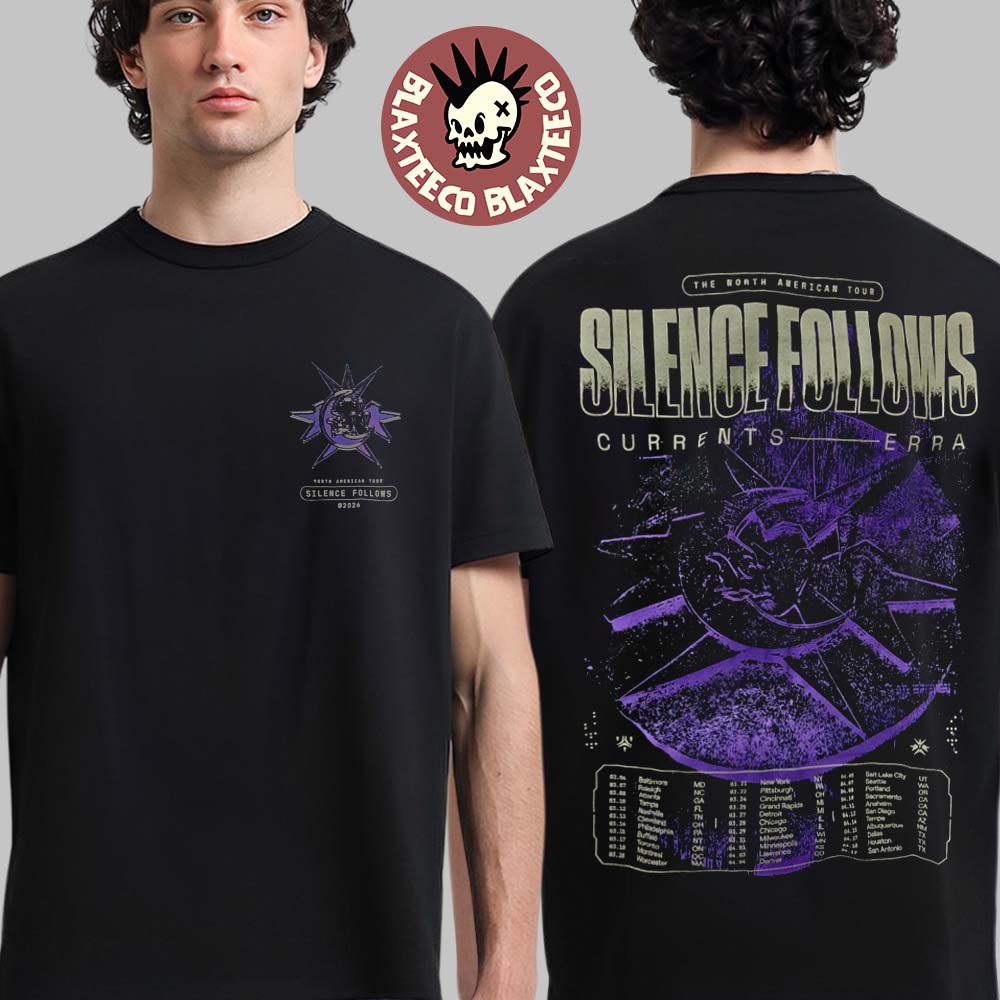 Erra Silence Follows North American Tour 2026 Merch Pink Star With Dates Back Two Sided T-Shirt