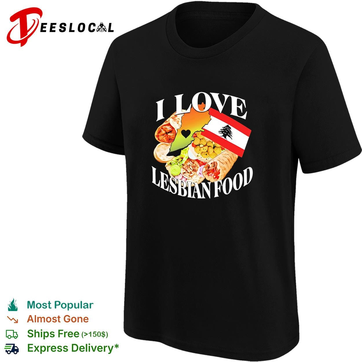 I Love Lesbian Food Lebanon map vintage shirt