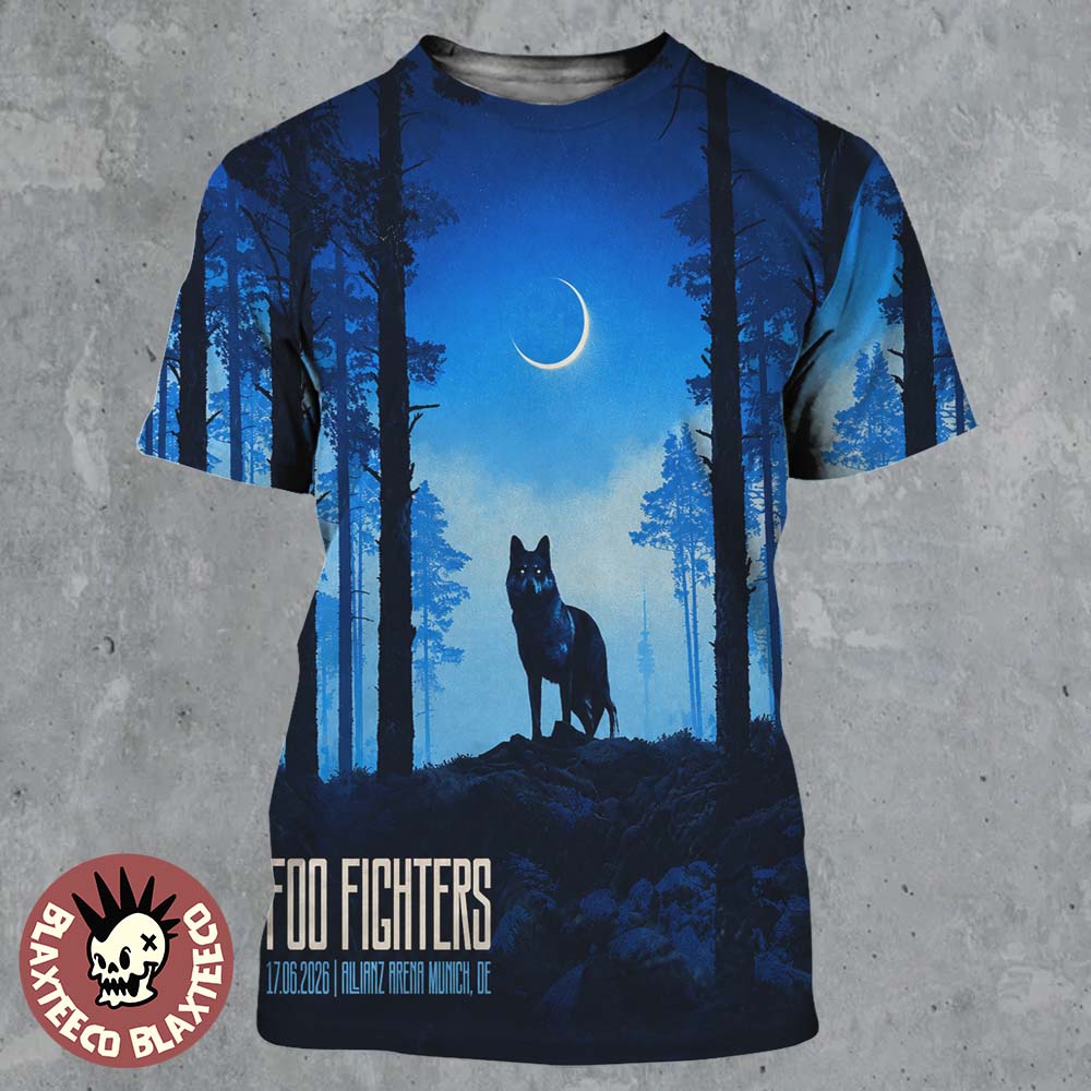Foo Fighters Munich Germany 2026 Gig Poster At Allianz Arena On 17 June 2026 The Wolf Art All Over Print Shirt