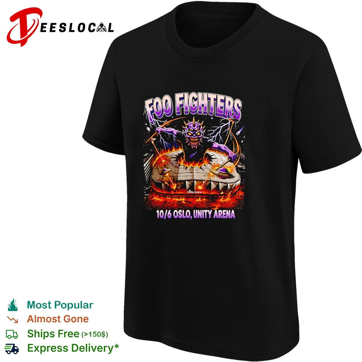 Foo Fighters Oslo Unity Arena June 10 2026 concert poster shirt