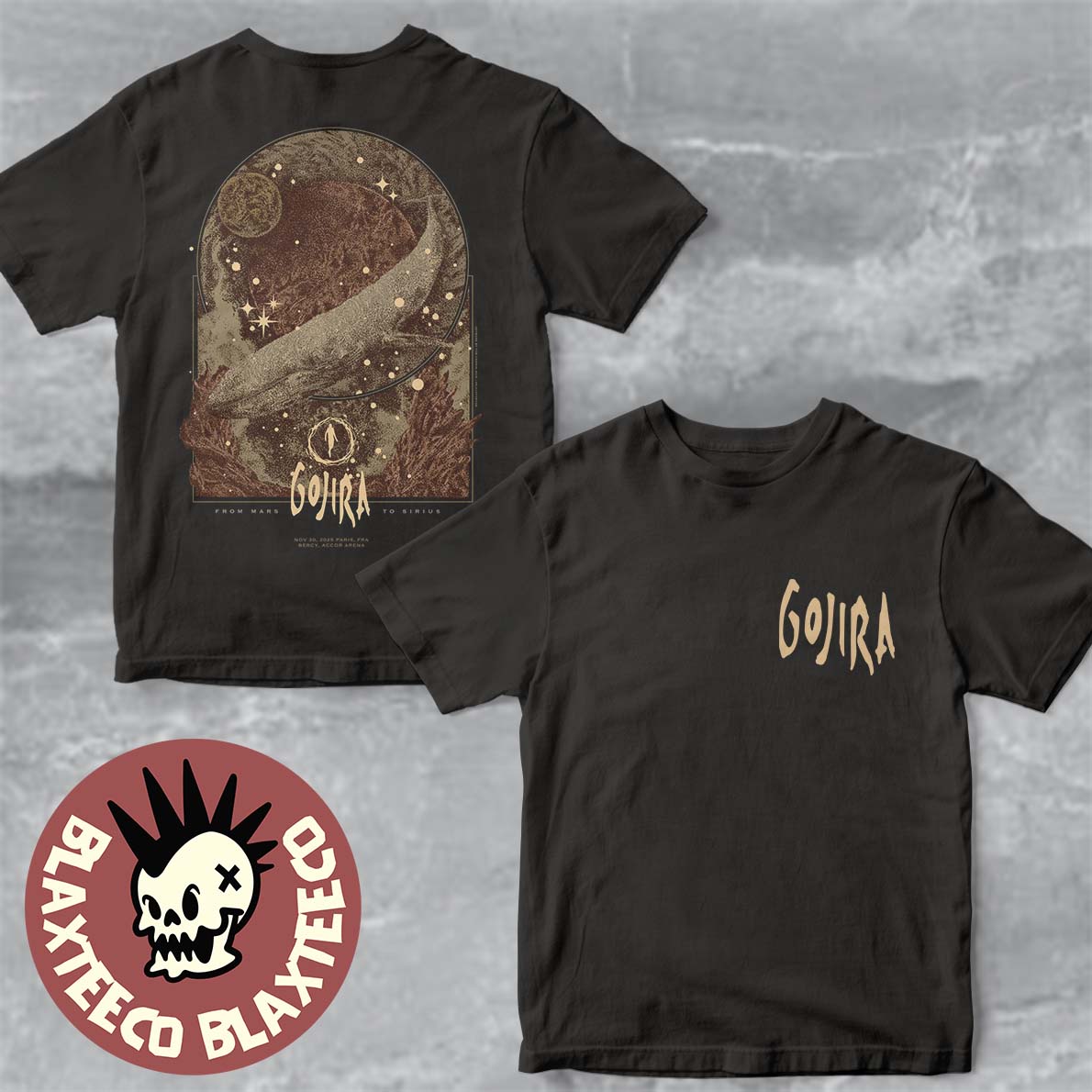 Gojira Paris France 2025 Event Poster At Bercy Accor Arena On November 30 2025 From Mars To Sirius Two Sided T-Shirt