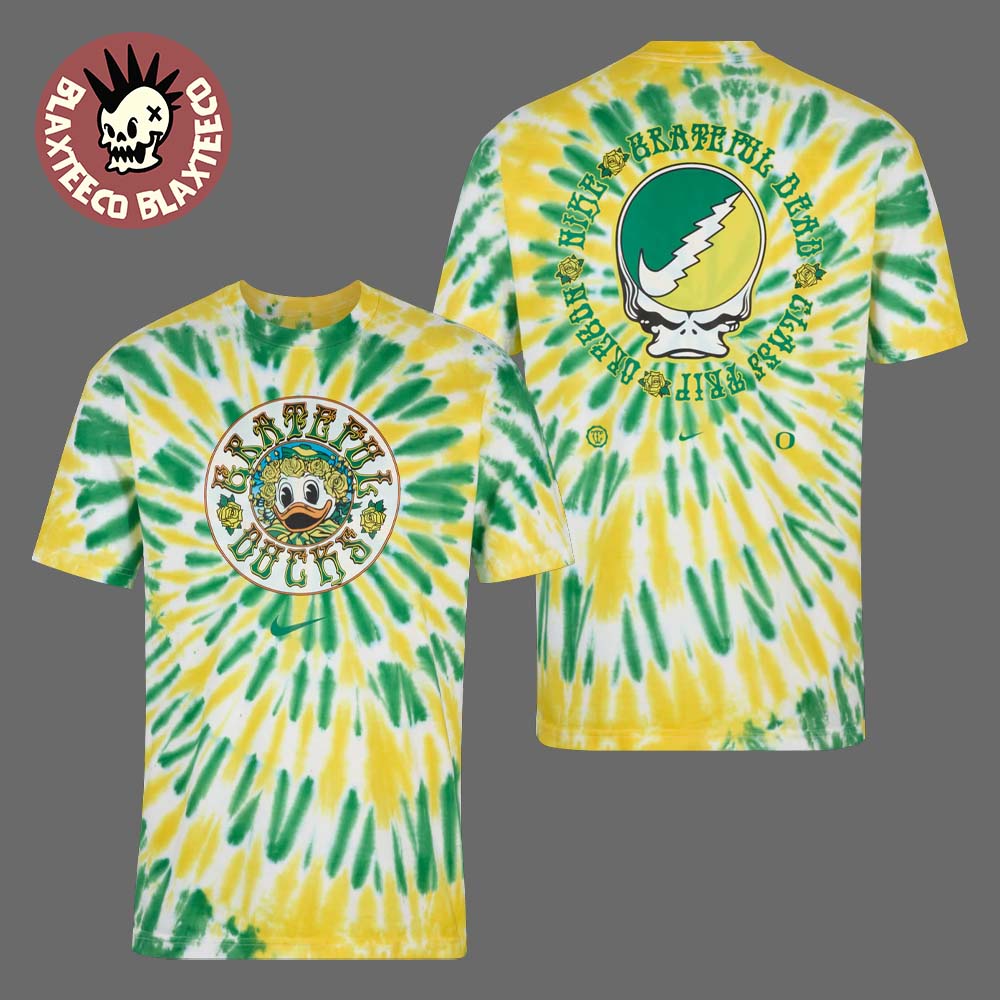 Grateful Dead X Oregon Ducks X Nike Ducks Roses Tie Dye T-Shirt