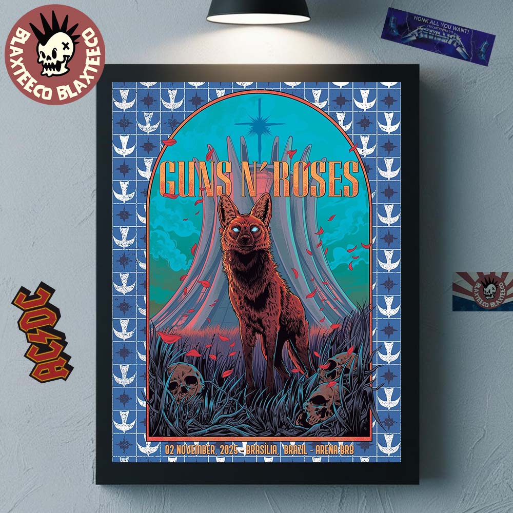 Guns N Roses Brasilia Brazil 2025 Event Poster At Arena BRB On 2 November 2025 The Fox Art Home Decor Poster Canvas