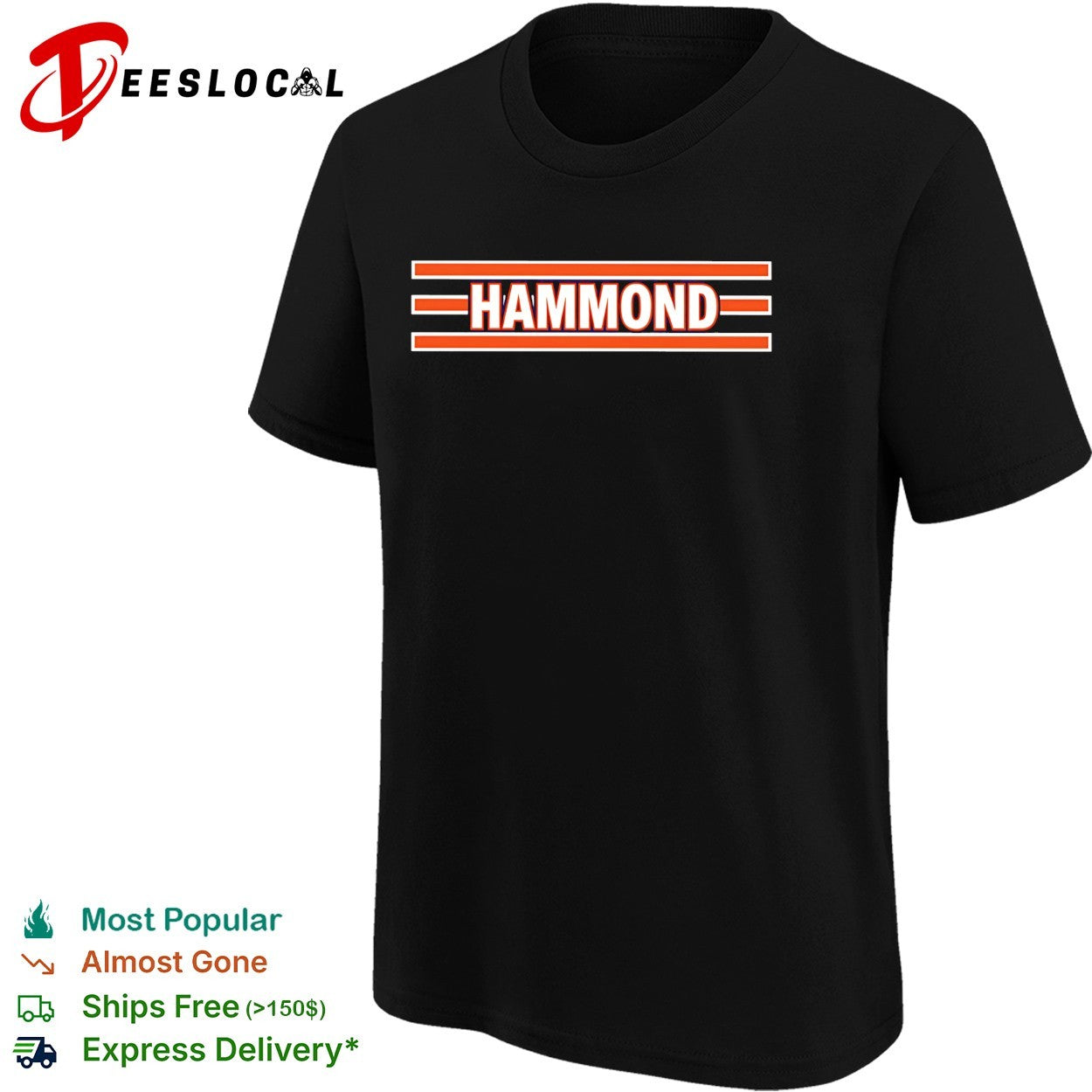 Hammond Chicago Bears style font sports team jersey text design shirt