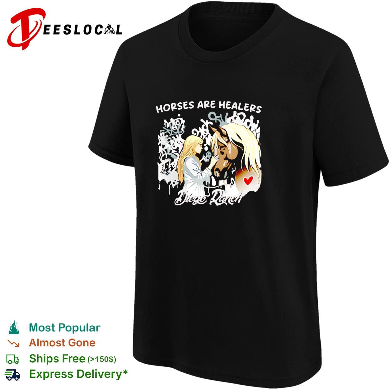 Horses are healers Diego Ranch cowgirl with horse dark graphic shirt