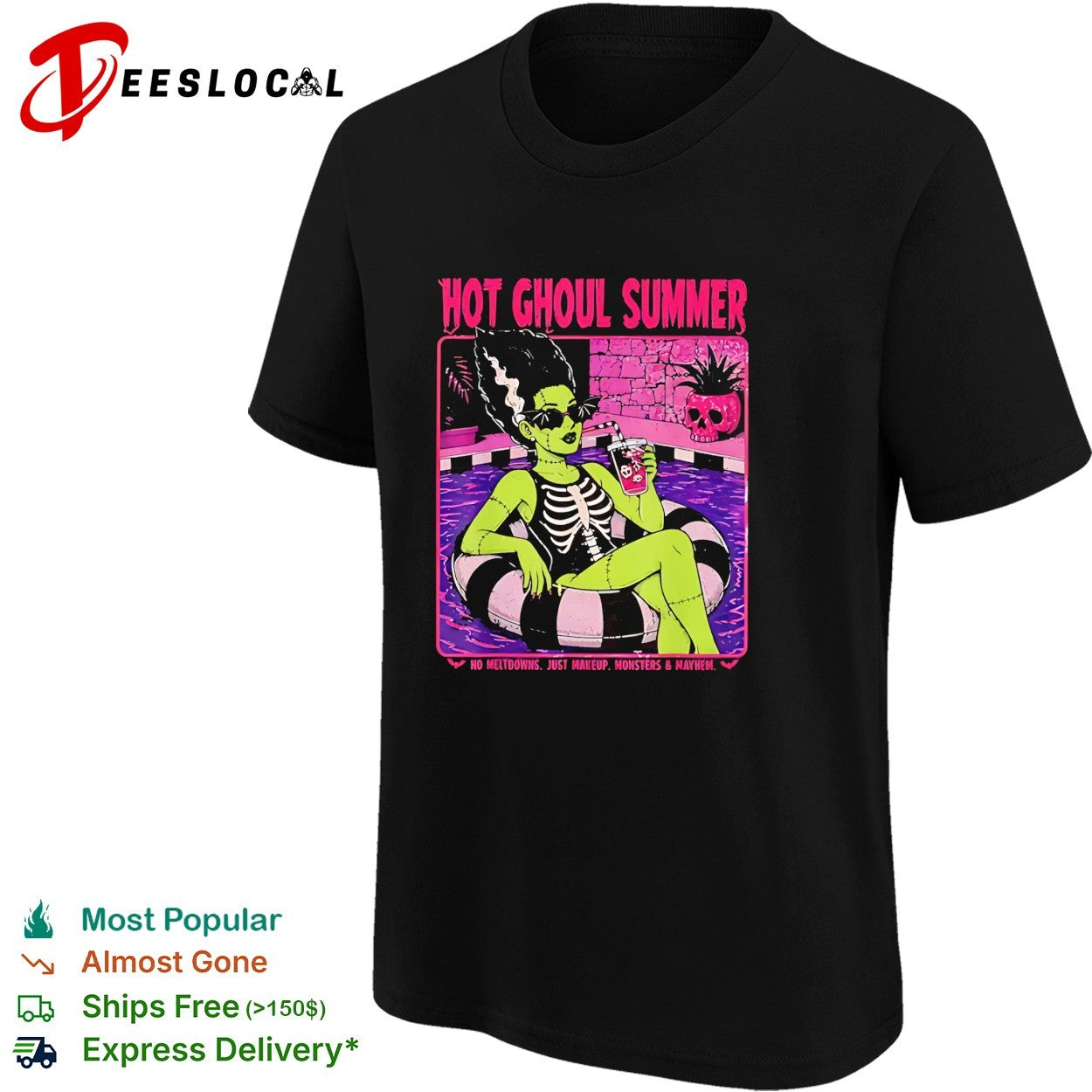 Ghoul Summer Bride of Frankenstein Skeleton Pool Party no meltdowns shirt