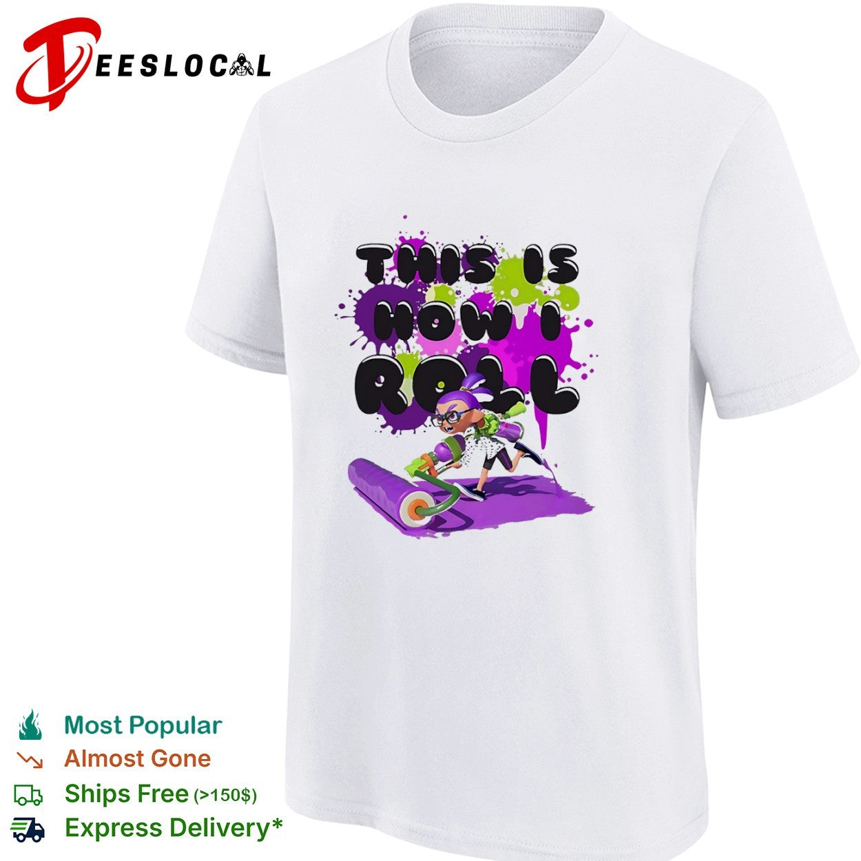 Inkling Squid Splatoon This is how I roll Nintendo shirt