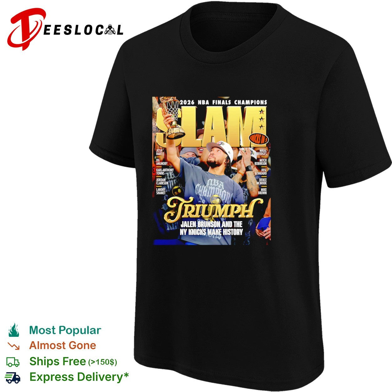 Jalen Brunson New York Knicks 2026 NBA Finals Champions Trjumph Slam magazine shirt