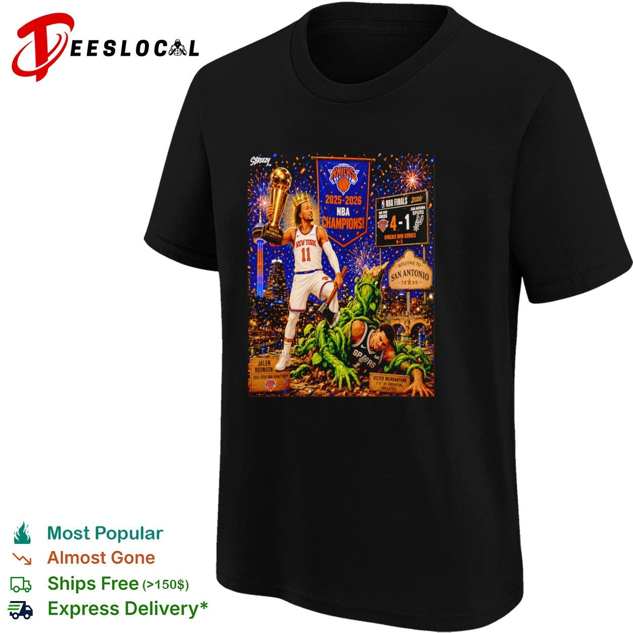 Jalen Brunson New York Knicks NBA 2025 2026 Champions Victor Wembanyama Spurs shirt