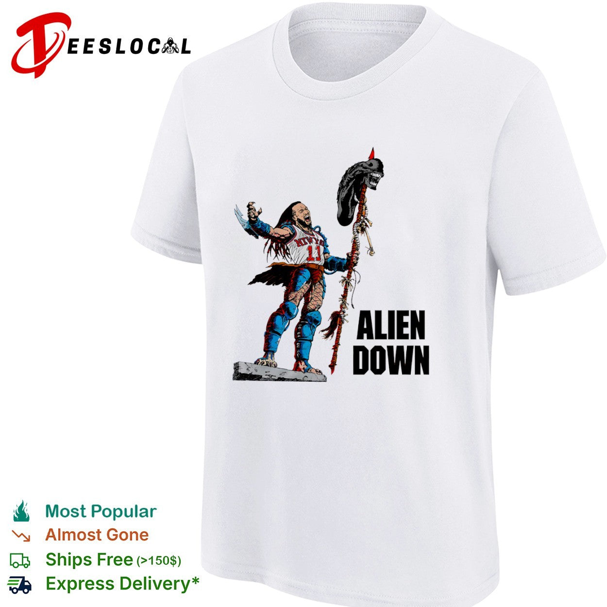 Jalen Brunson New York Knicks NBA Predator Alien Down parody shirt