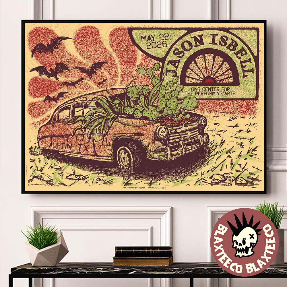 Jason Isbell Solo Tour Austin Texas 2026 Gig Poster At Long Center For The Performing Arts On May 22 2026 Poster Canvas