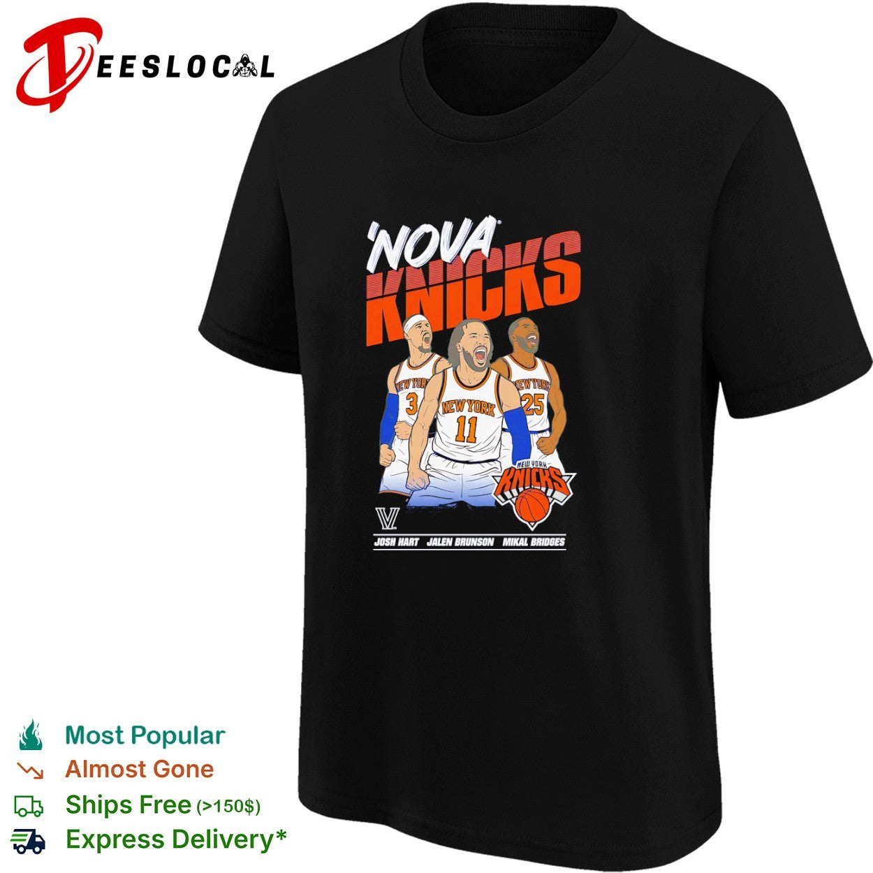 Josh Hart Jalen Brunson Mikal Bridges New York Knicks Nova Knights NBA shirt