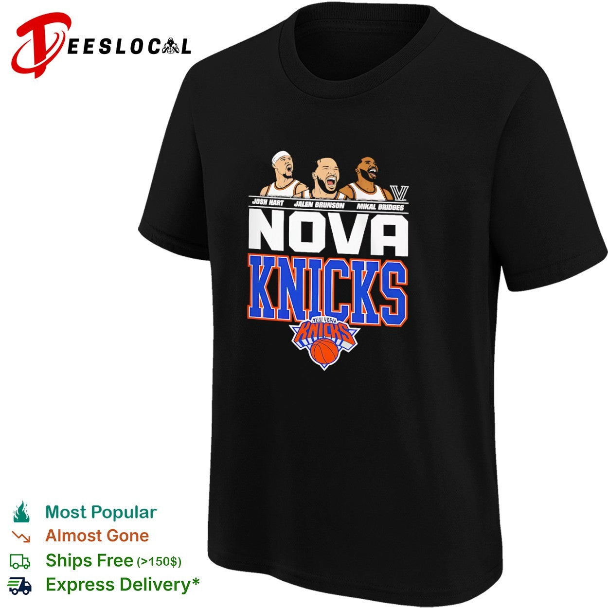 Josh Hart Jalen Brunson Mikal Bridges Nova Knicks New York Knicks NBA team shirt