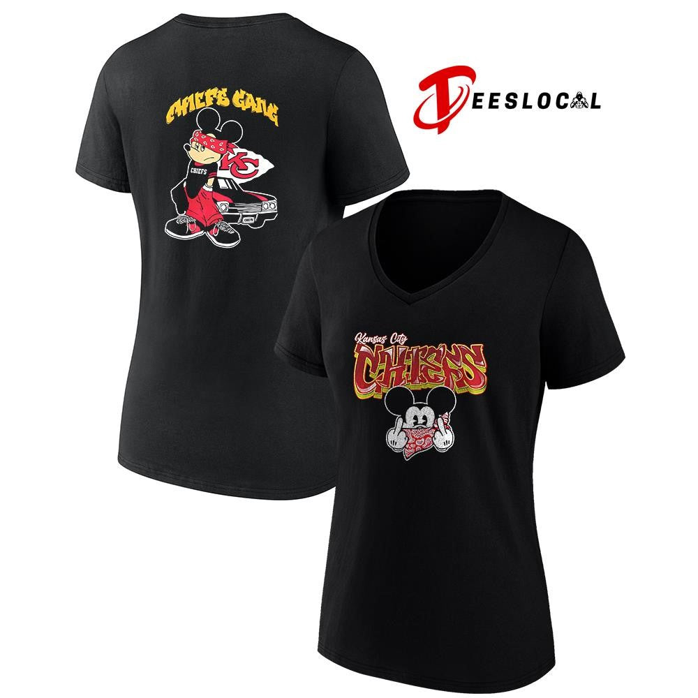 Kansas City Chiefs x Gangsta Mickey Mouse middle finger shirt