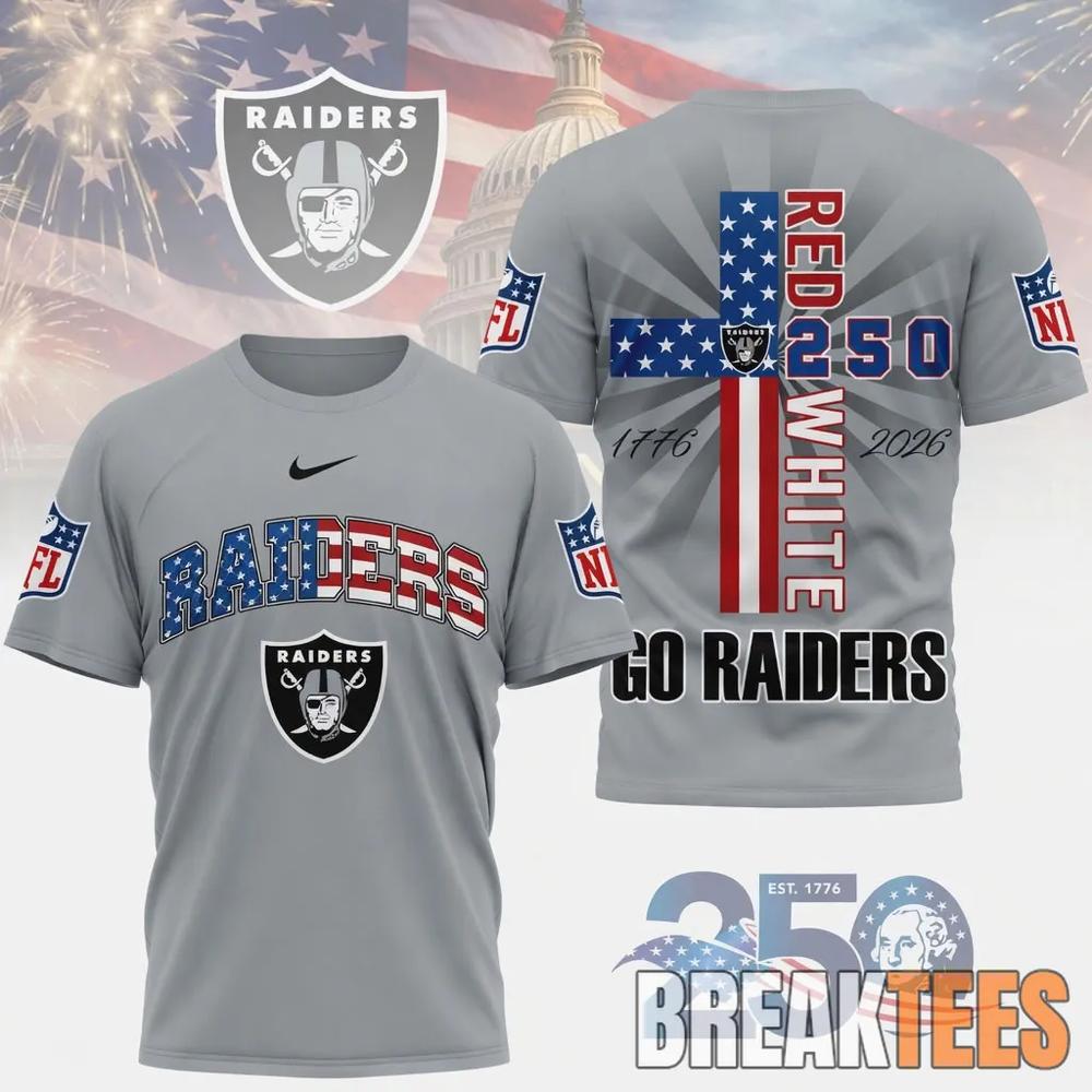 Las Vegas Raiders NFL God America 250 Years Limited Edition 3D T-Shirt