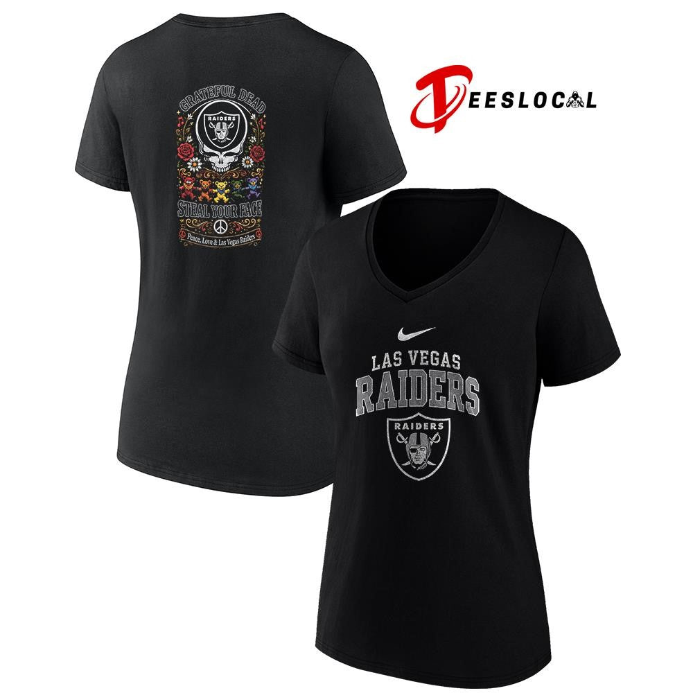 Las Vegas Raiders x Grateful Dead steal your face peace love logo shirt