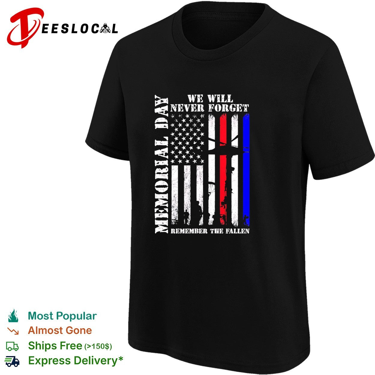 Memorial Day We Will Never Forget Remember the Fallen American Flag Soldier shirt