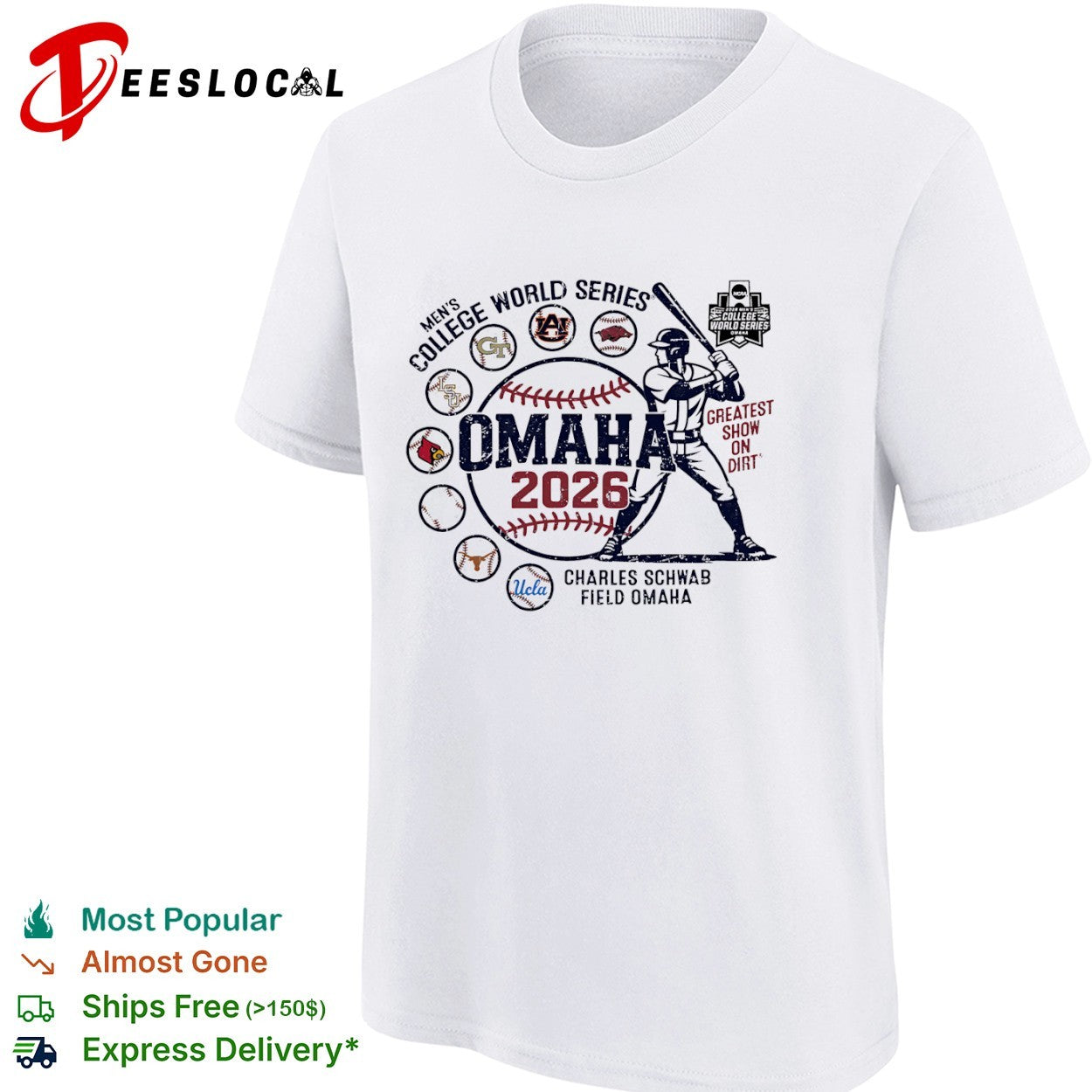 Men’s College World Series Omaha 2026 Greatest Show on Dirt Charles Schwab Field shirt