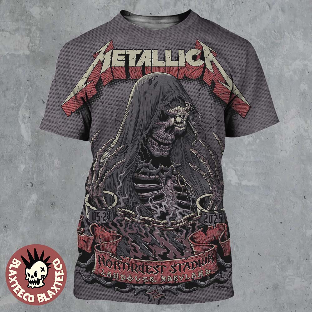 Metallica M72 Landover 2025 Venue Poster In Landover Maryland At Northwest Stadium On May 28 2025 The Chained Skeleton Art All Over Print Shirt