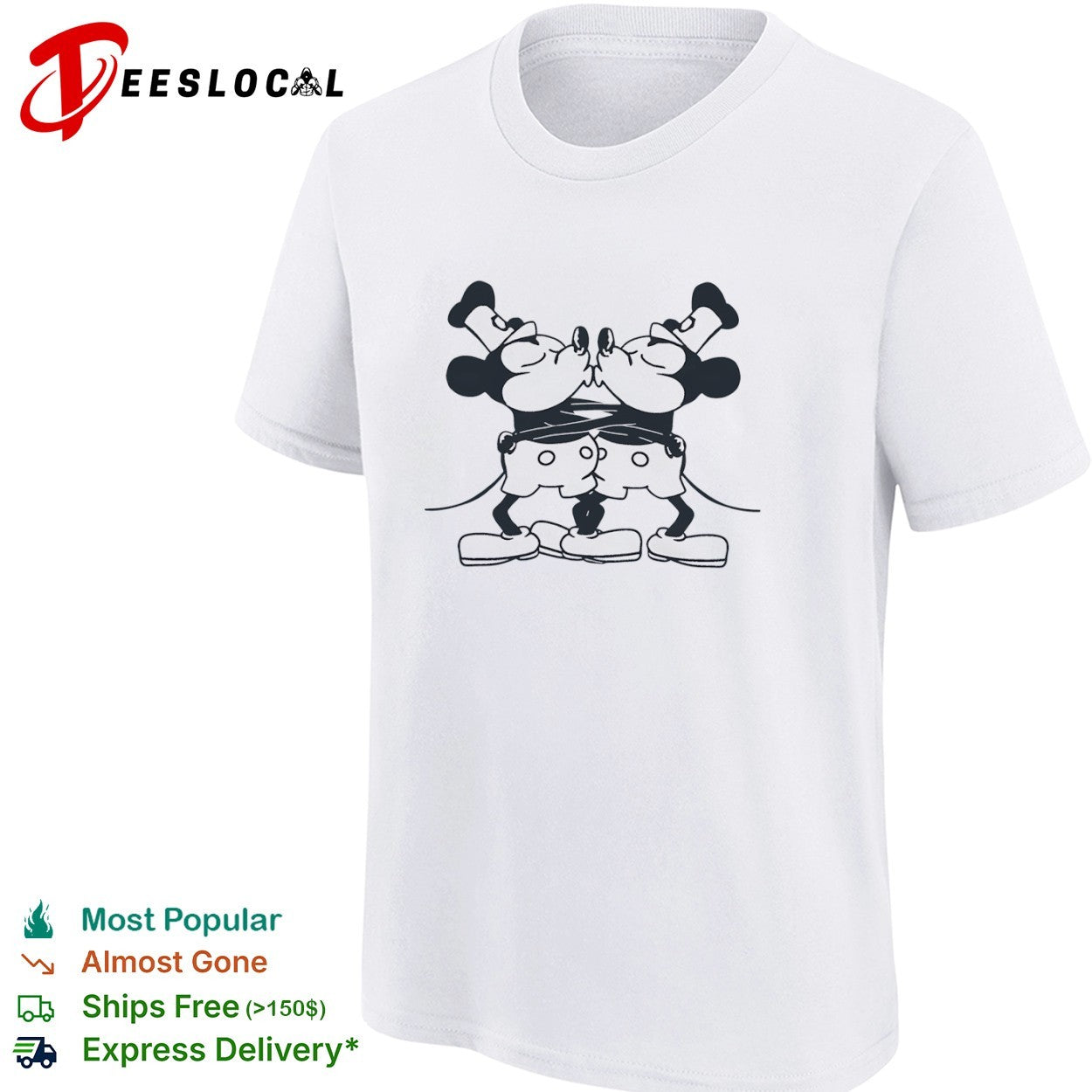 Mickey Mouse and Minnie Mouse Kissing Disney Shirt