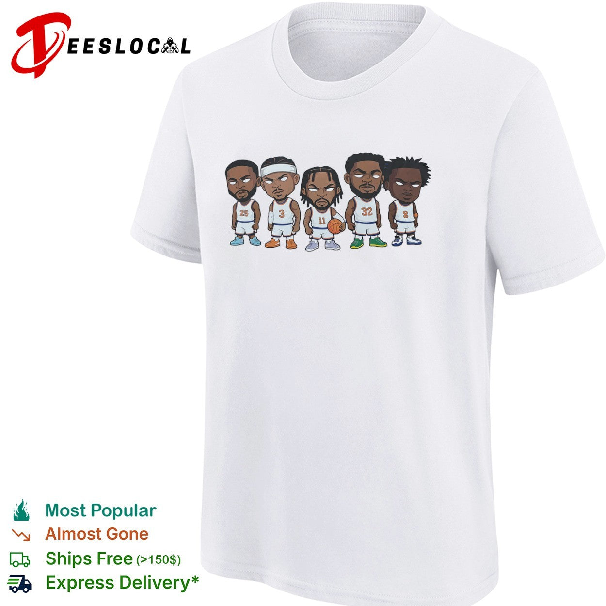 Mikal Bridges Josh Hart Jalen Brunson Karl Anthony Towns OG Anunoby New York Knicks chibi shirt