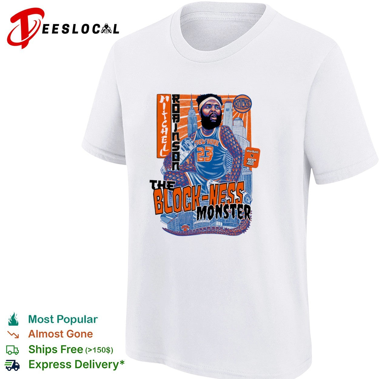 Mitchell Robinson New York Knicks NBA The Block Ness Monster parody shirt
