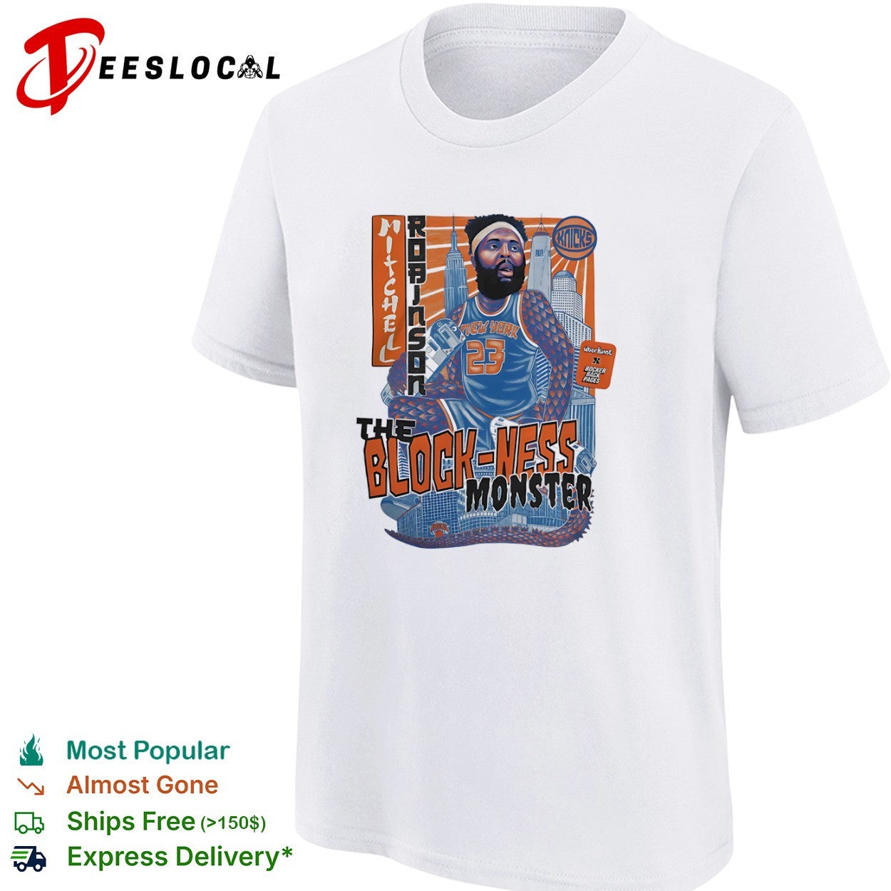Mitchell Robinson New York Knicks the Block Ness Monster player 23 shirt