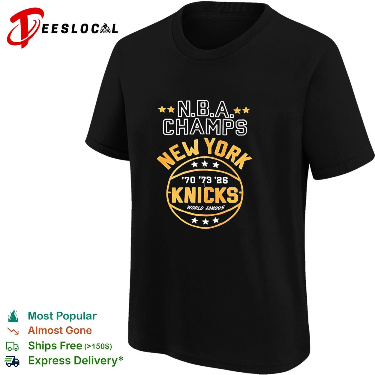 NBA champs New York Knicks 70 73 26 world famous circle badge graphic shirt