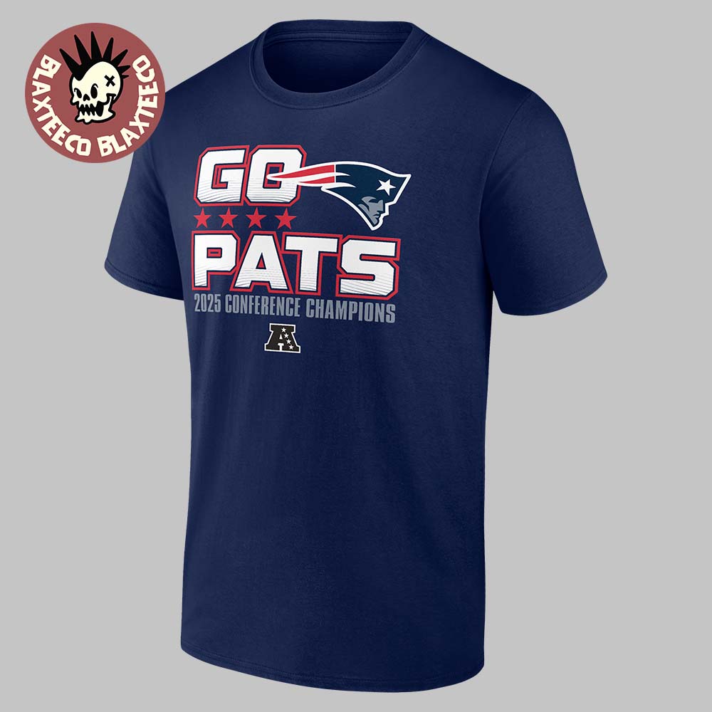 New England Patriots Fanatics 2025 AFC Champions Hometown Go Pats Navy T-Shirt